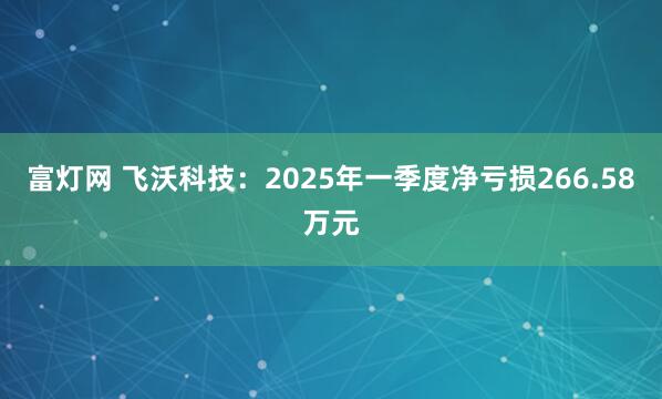 富灯网 飞沃科技：2025年一季度净亏损266.58万元