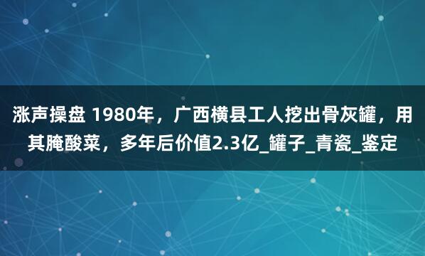 涨声操盘 1980年，广西横县工人挖出骨灰罐，用其腌酸菜，多年后价值2.3亿_罐子_青瓷_鉴定